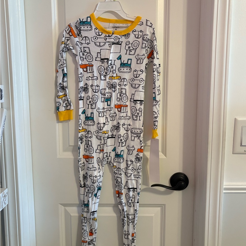 Kids One Piece Pajama with Car Print
